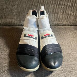 Nike White/Black/Red LeBron Strap Basketball Sneakers soldier 10